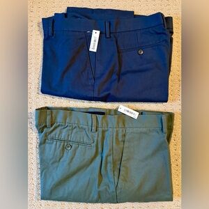 NWT 2 Amazon Essentials Men's Dress Pants in Navy & Olive Green, Sz 40W X 30L